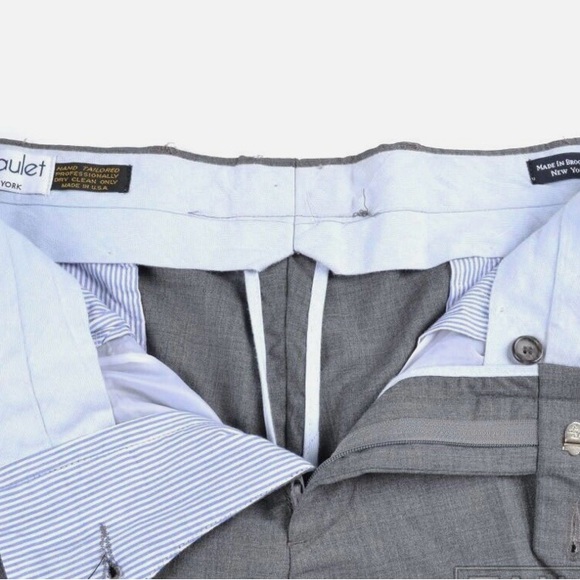 EPAULET Solid Gray Blend Mens Flat Front Luxury Pants Trousers - Picture 3 of 9